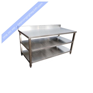 BÀN INOX 3 TẦNG CÓ GÁY