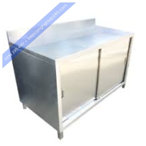 Tủ inox 2 tầng cửa lùa có gáy