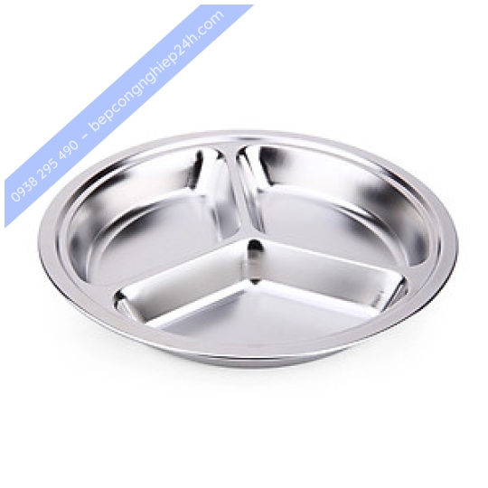 Khay cơm inox tròn 3 ngăn