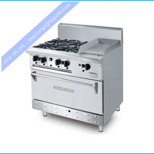 Bếp Âu 4 Họng Có Lò Nướng, Chiên Phẳng